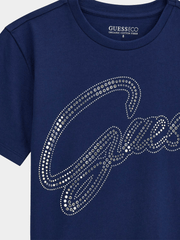 Guess Girls Crop Top T-shirt In Blue