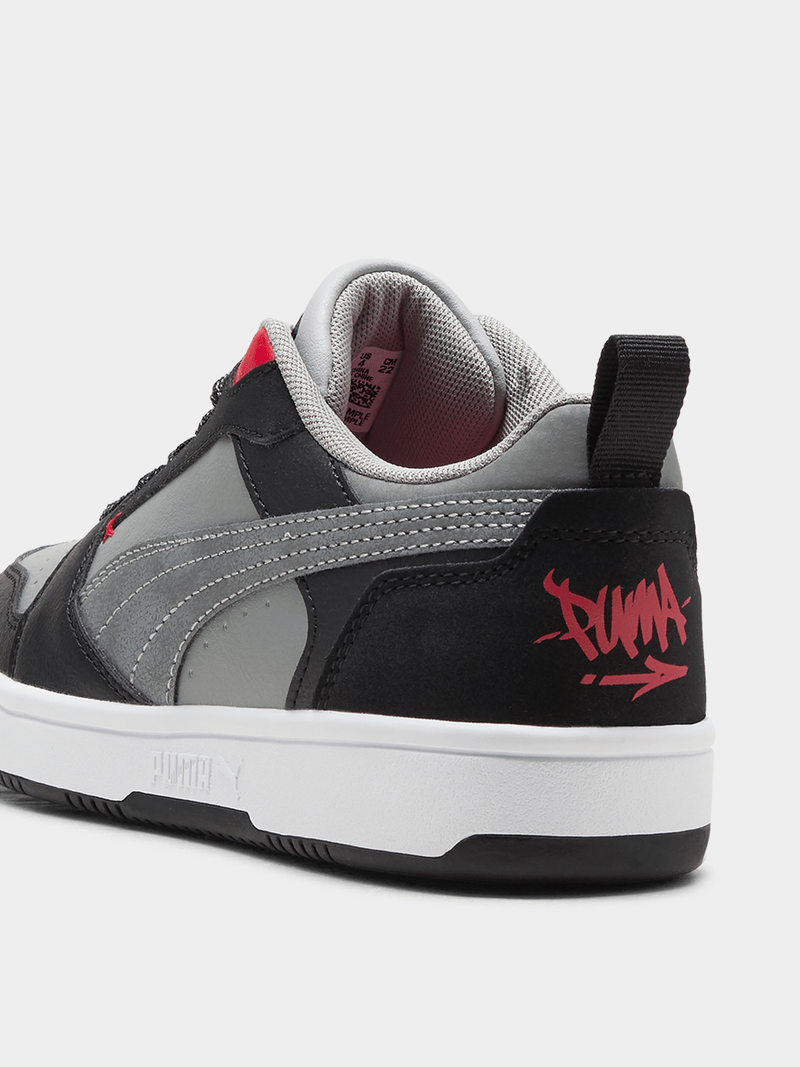 Puma Boys Rebound V6 Lo Mid 90S Sneakers In Grey Multi