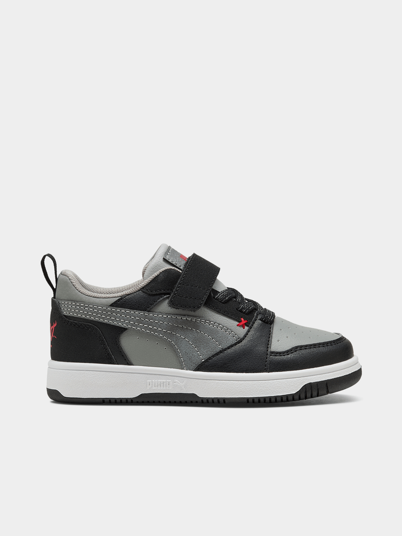 Puma Boys Rebound V6 Lo Mid 90S Ac+Ps Sneakers In Grey Multi