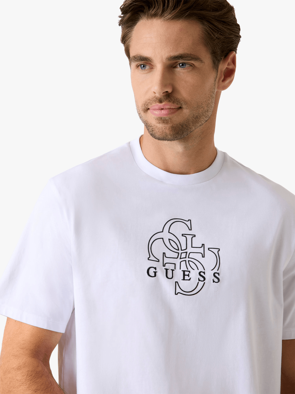 Guess Mens Short Sleeves Basic Quattro G T-Shirts In White