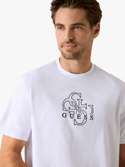 Guess Mens Short Sleeves Basic Quattro G T-Shirts In White