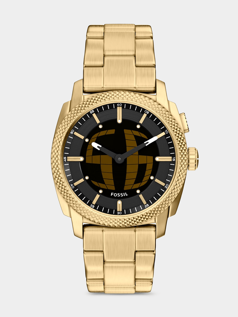 Fossil Mens Machine Stainless Steel Watch In Gold