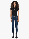 Sissy boy Womens Mid Waist Skinny Jeans With Front Stitch In Dark Vintage