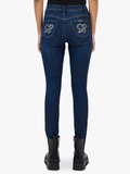 Sissy boy Womens Mid Waist Skinny Jeans With Front Stitch In Dark Vintage