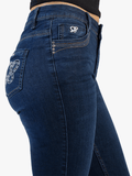 Sissy boy Womens Mid Waist Skinny Jeans With Front Stitch In Dark Vintage