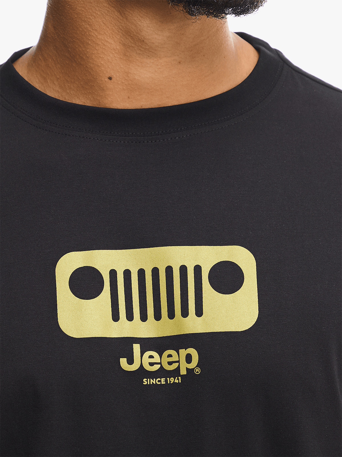 Jeep Mens Core Logo Grill Crew Neck T-Shirt In Black