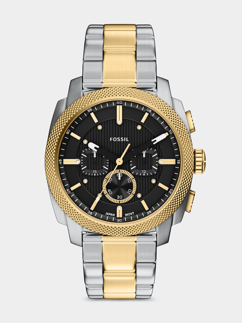 Fossil Mens Machine Two Tone Watch In Gold And Silver