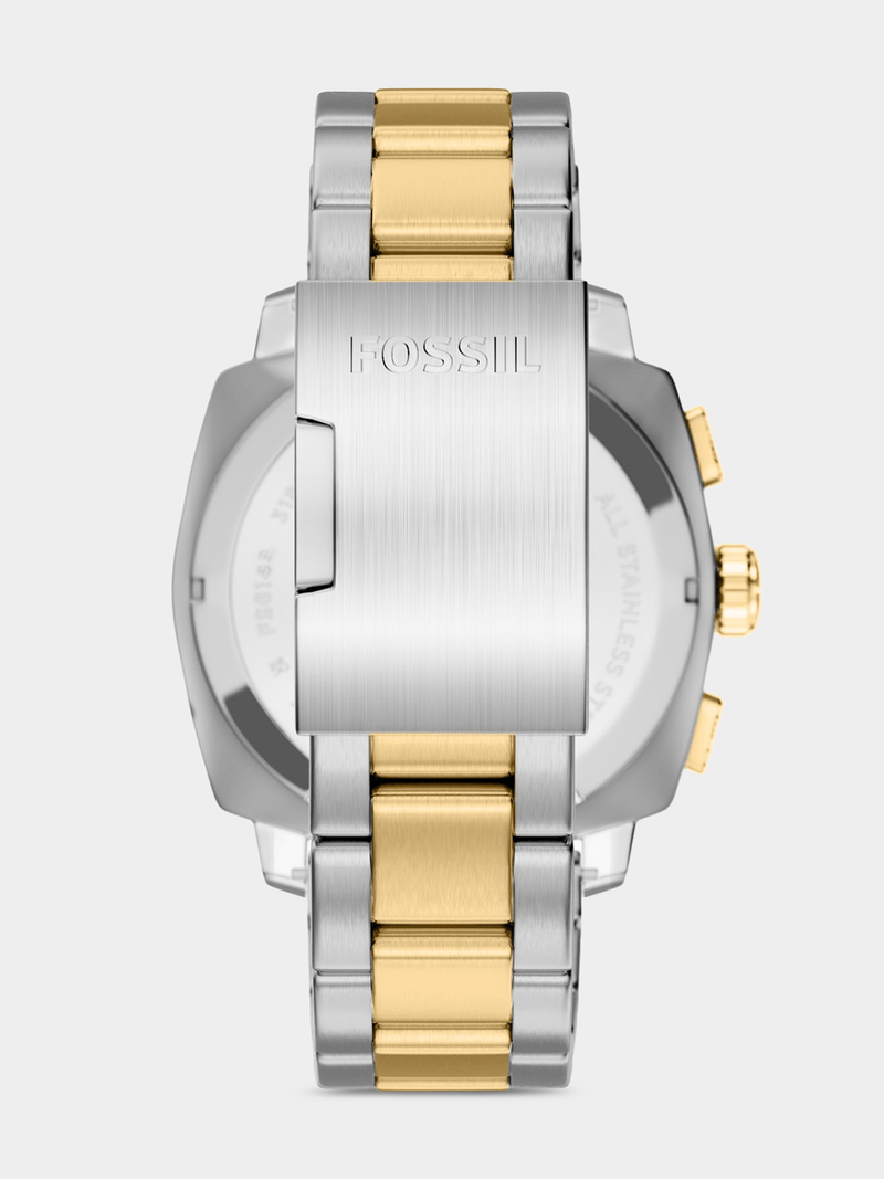 Fossil Mens Machine Two Tone Watch In Gold And Silver