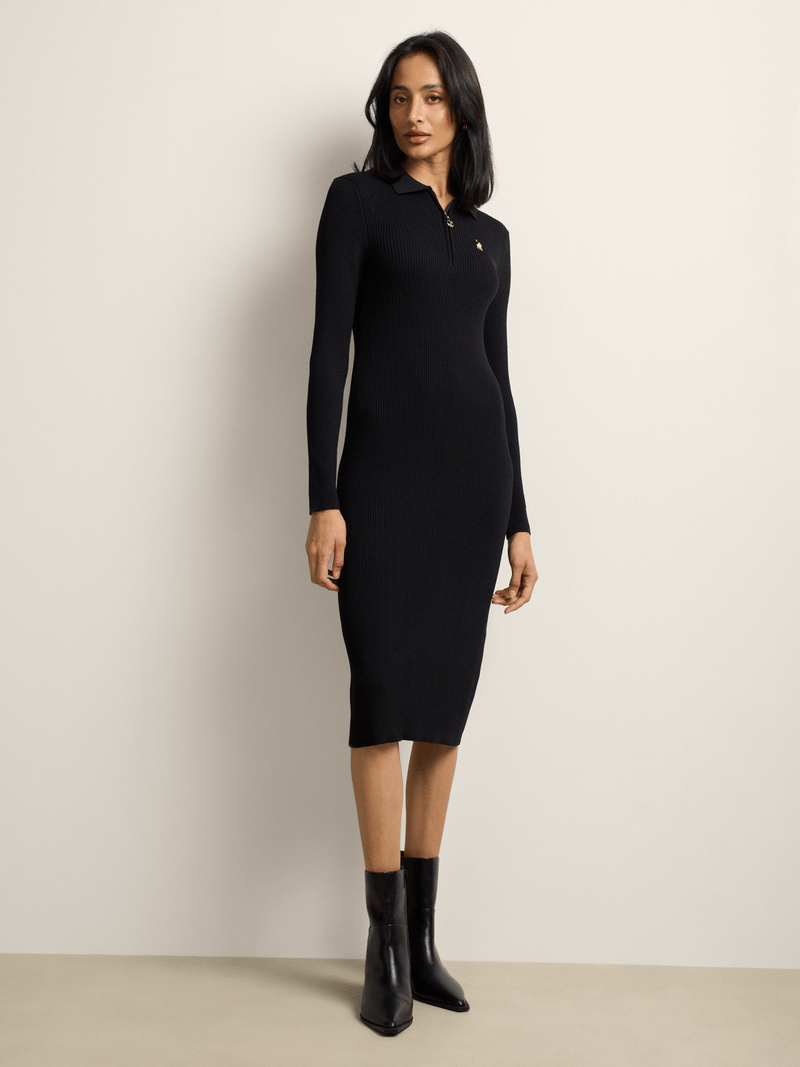 Polo Womens Laya Long Sleeve Knit Dress In Black