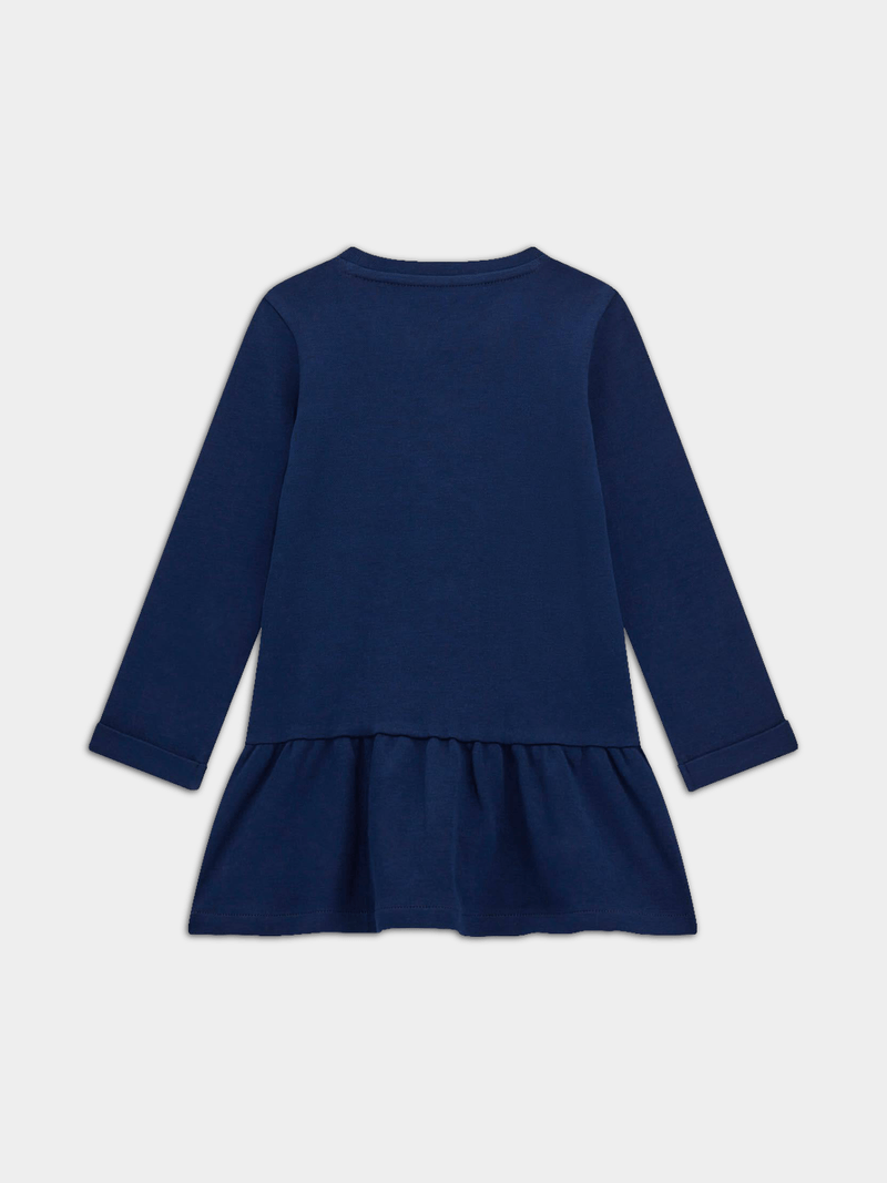 Guess Girls Long Sleeve Interlock Dress In Navy