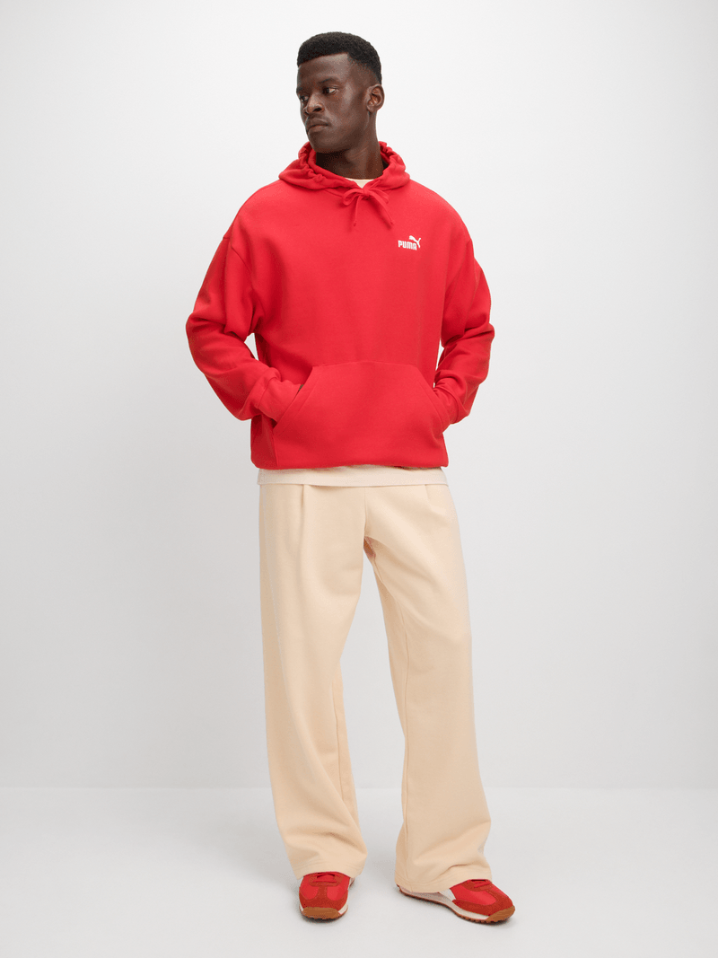 Puma Mens Essential Relaxed Small No.1 Logo Hoodie In Red