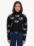 Sissy boy Womens Over Sized Polo Neck Knit Jersey In Black