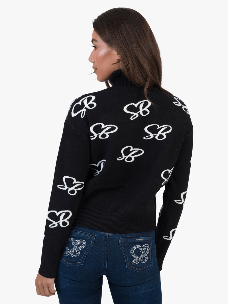 Sissy boy Womens Over Sized Polo Neck Knit Jersey In Black