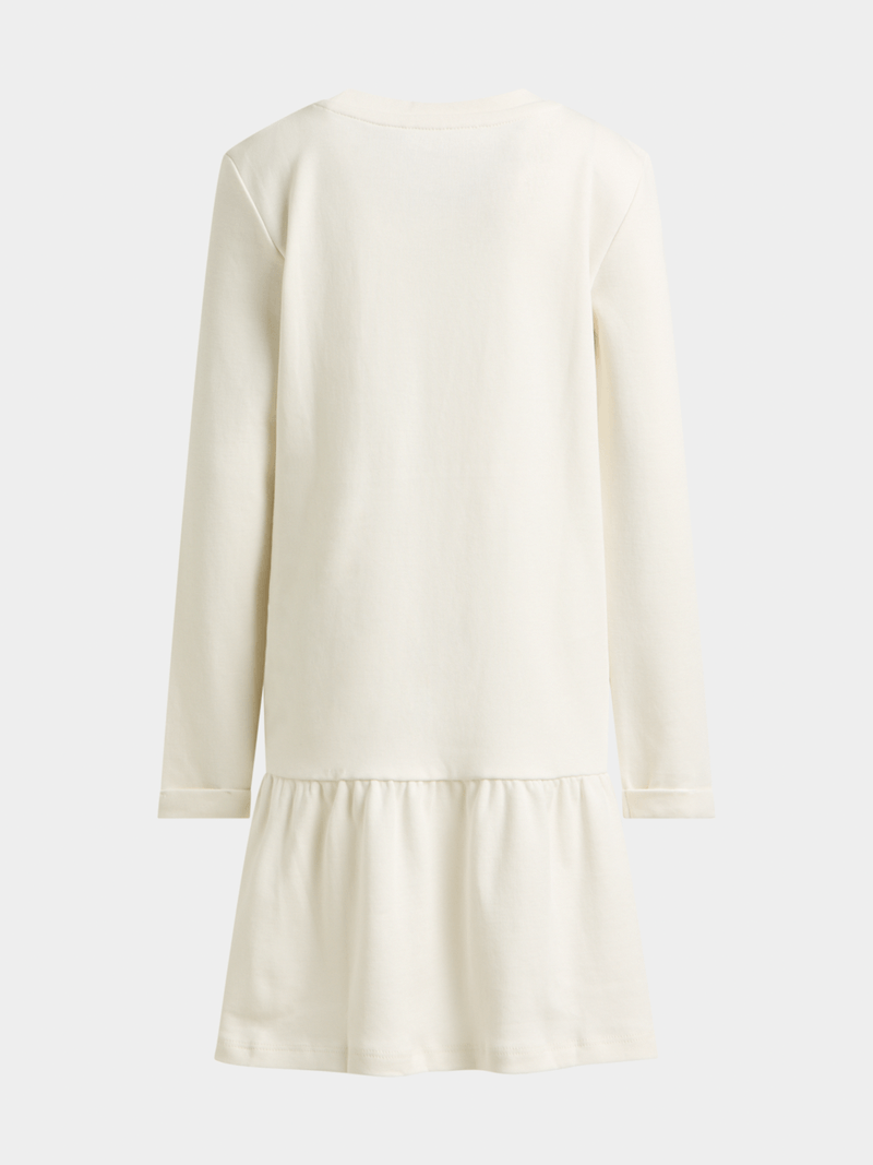 Guess Girls Long Sleeve Interlock Dress In Cream