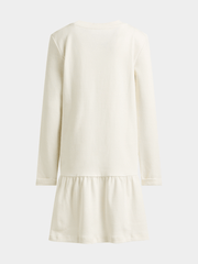 Guess Girls Long Sleeve Interlock Dress In Cream