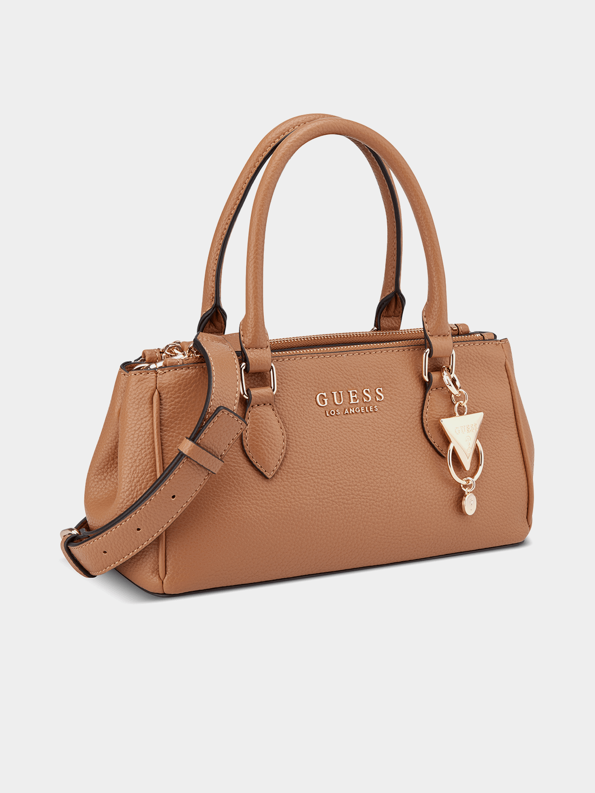 Guess Claudia Satchel Bag In Tan