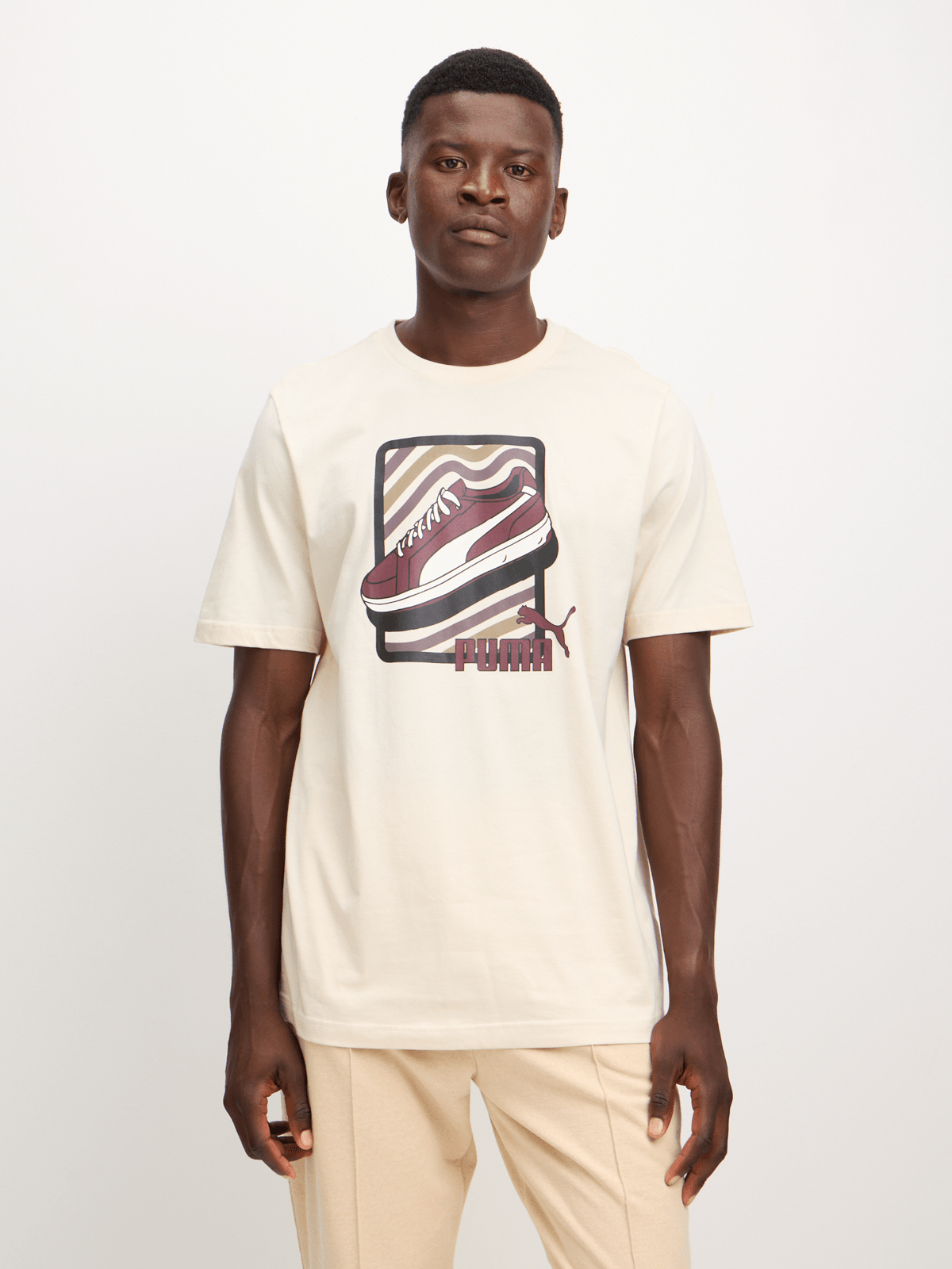 Puma Mens Graphic Sneaker Logo T-Shirt In Alpine Snow