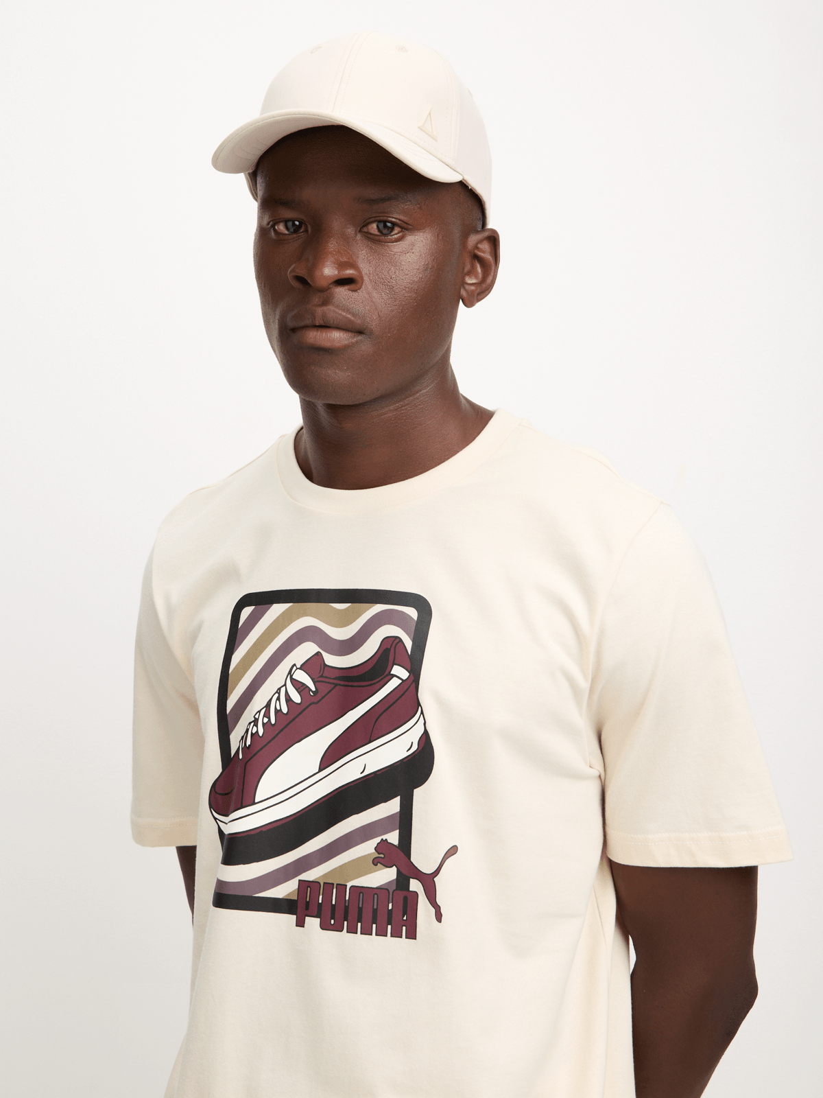Puma Mens Graphic Sneaker Logo T-Shirt In Alpine Snow