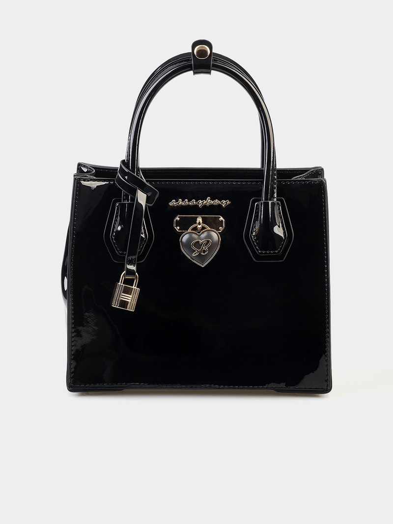 Sissy boy Womens Miriam Tote Bag With Patent Fabric In Black