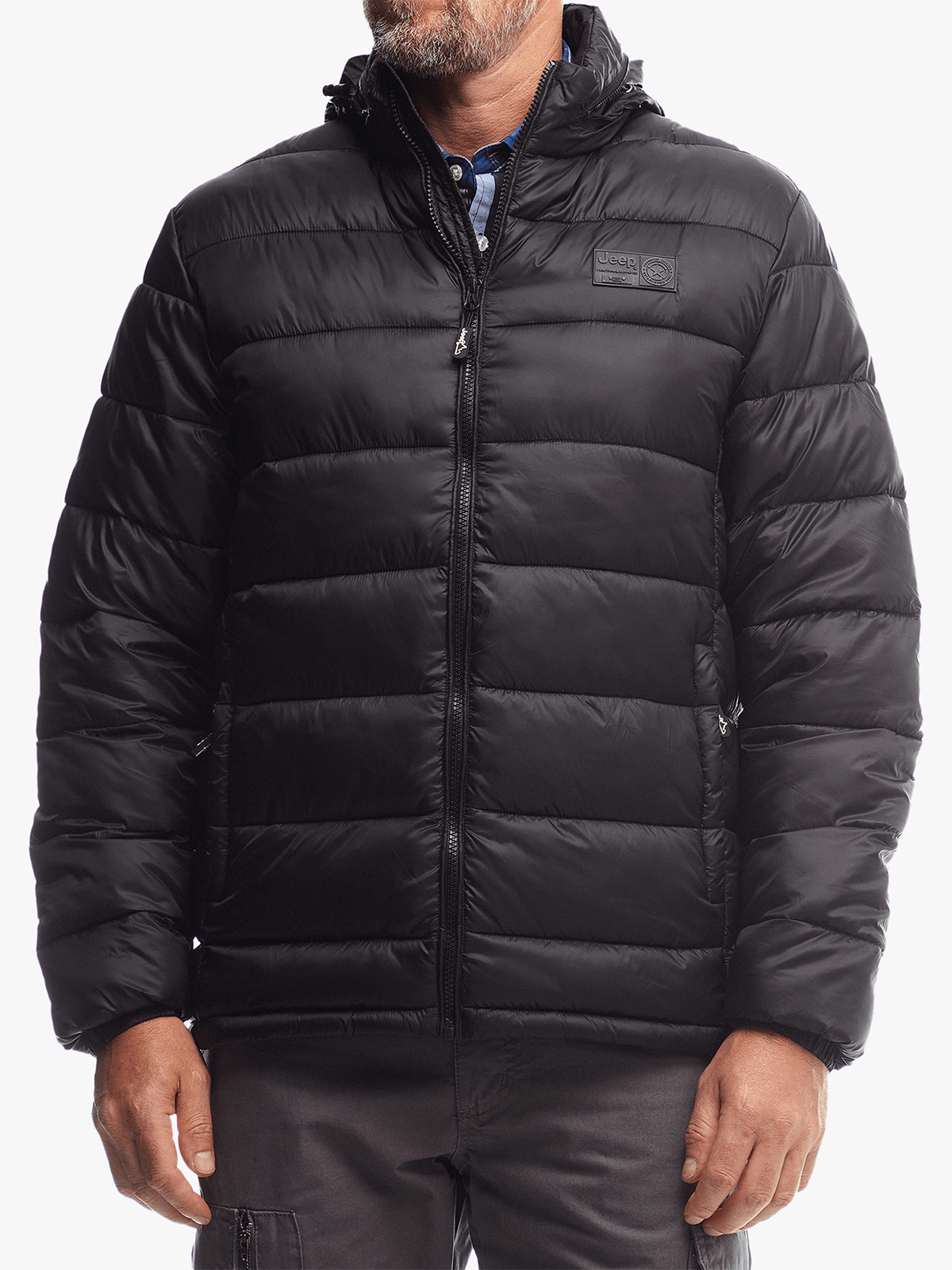 Jeep Mens Core Long Sleeve Puffer Jacket Black