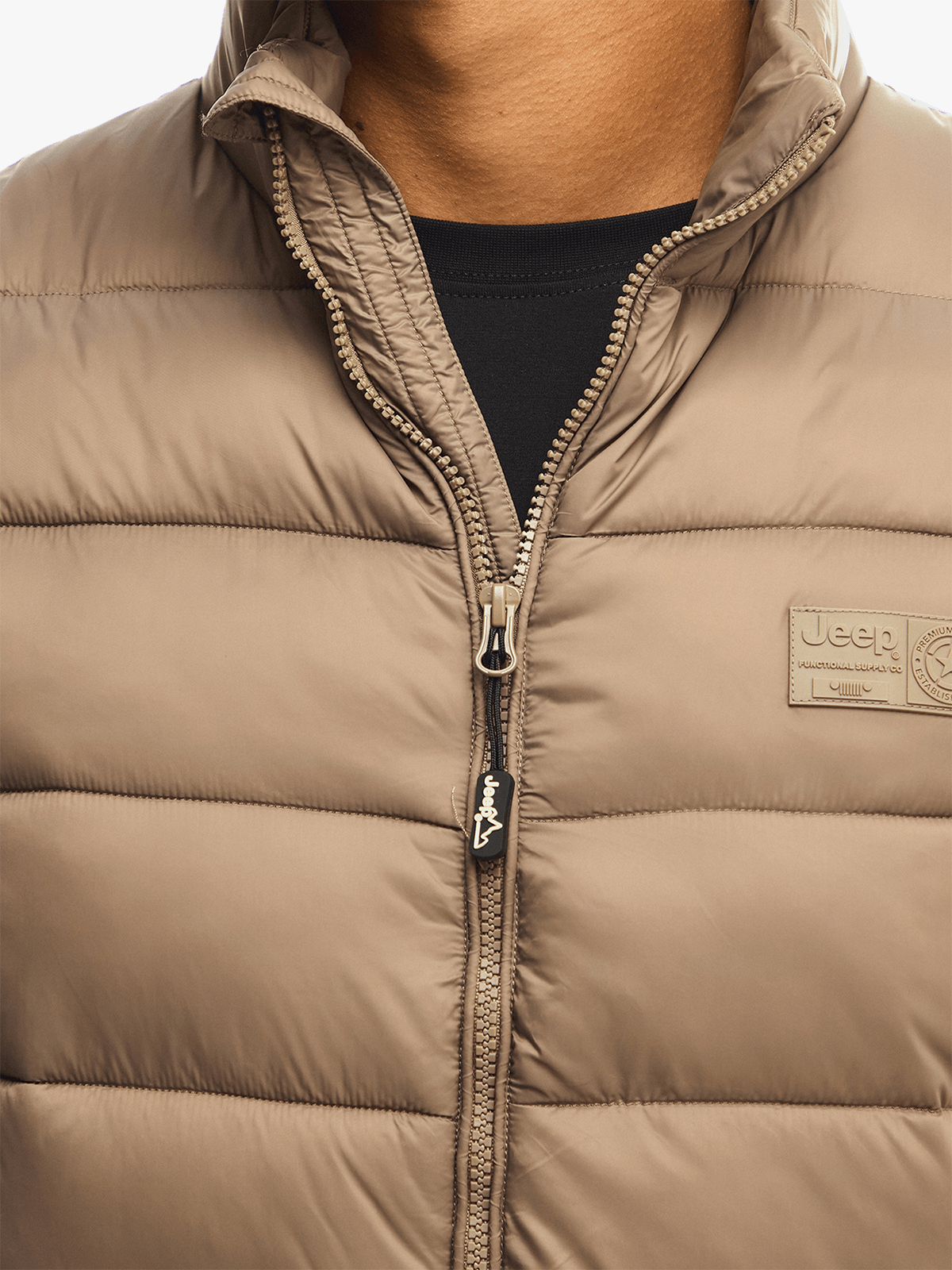 Jeep Mens Core Sleeveless Puffer Jacket Brown