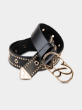 Sissy boy Womens  Main Girl Stud Belt In Black And Gold