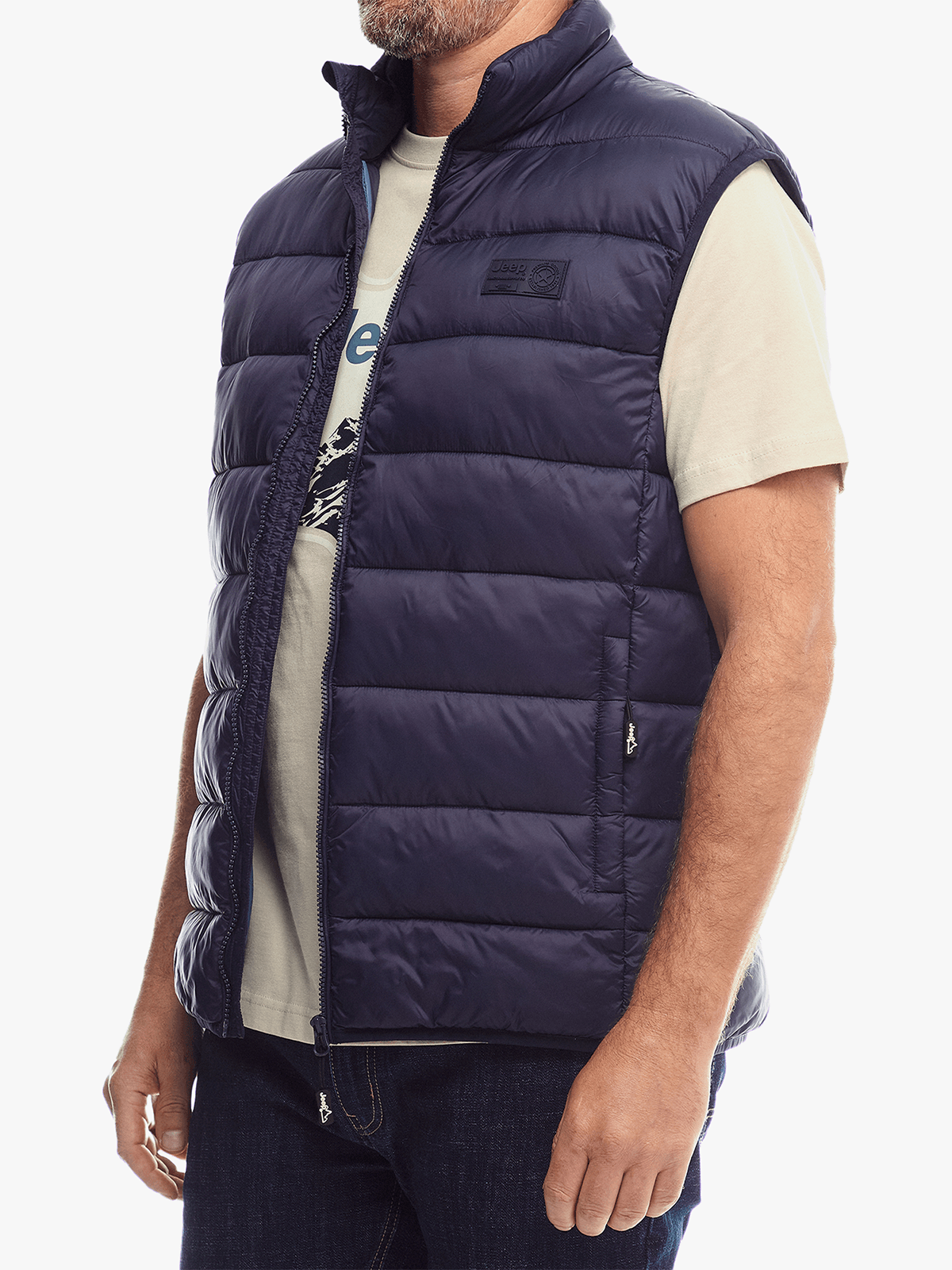 Jeep Mens Core Sleeveless Puffer Jacket  Navy