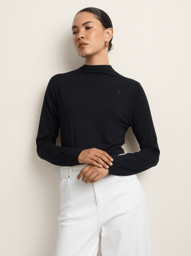 Polo Womens Dani Long Sleeve Second Skin T-shirt In Black