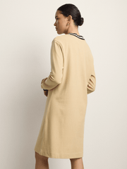 Polo Womens Cory Pique Long Sleeve Dress In Camel