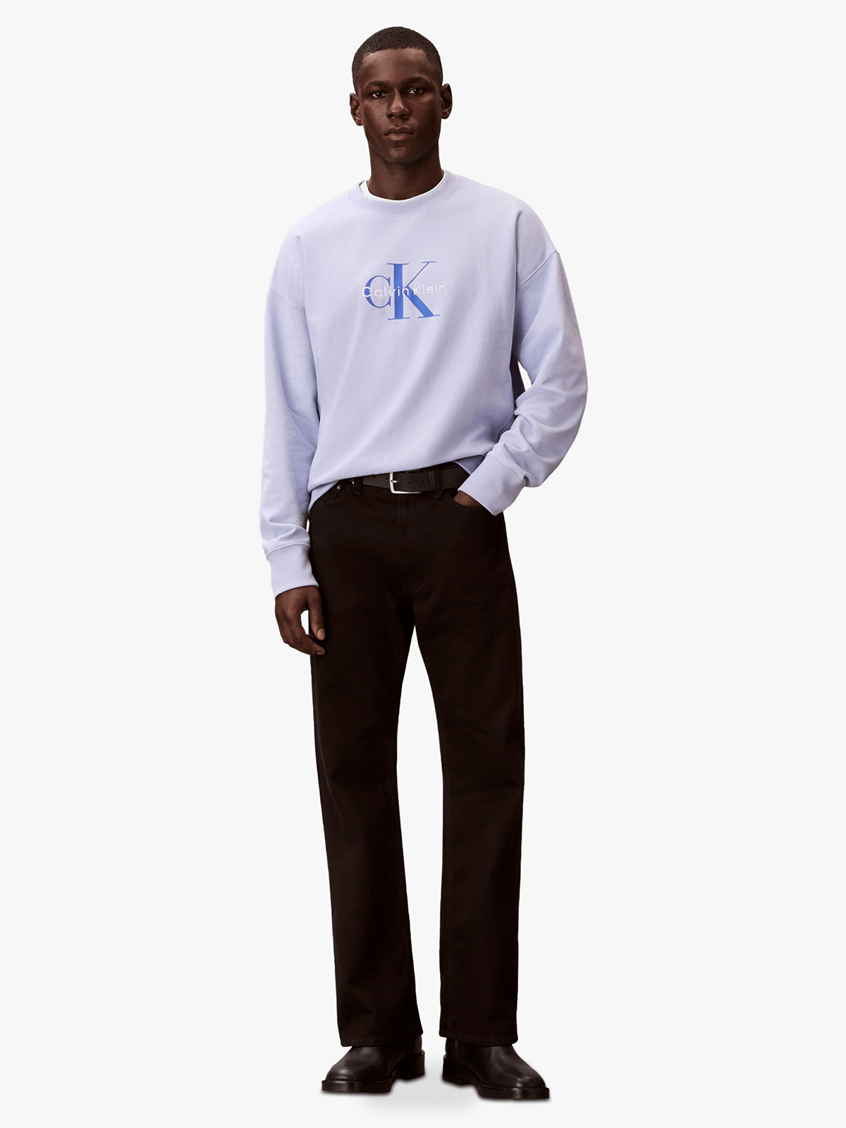 Calvin Klein Mens Premium Terry Monologo Sweatshirt In Lavender