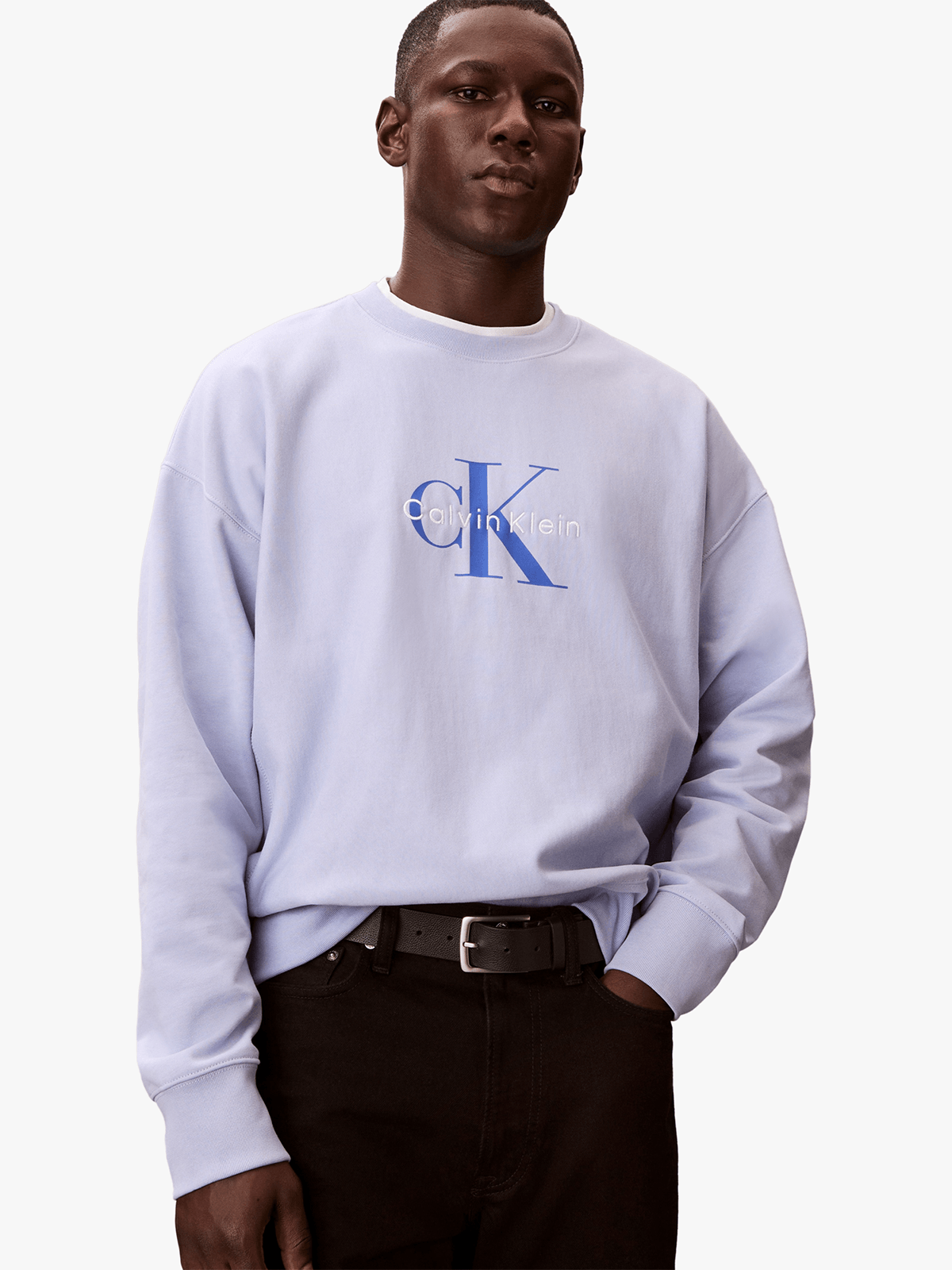 Calvin Klein Mens Premium Terry Monologo Sweatshirt In Lavender