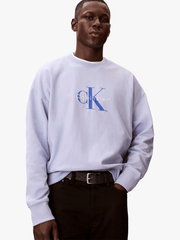 Calvin Klein Mens Premium Terry Monologo Sweatshirt In Lavender