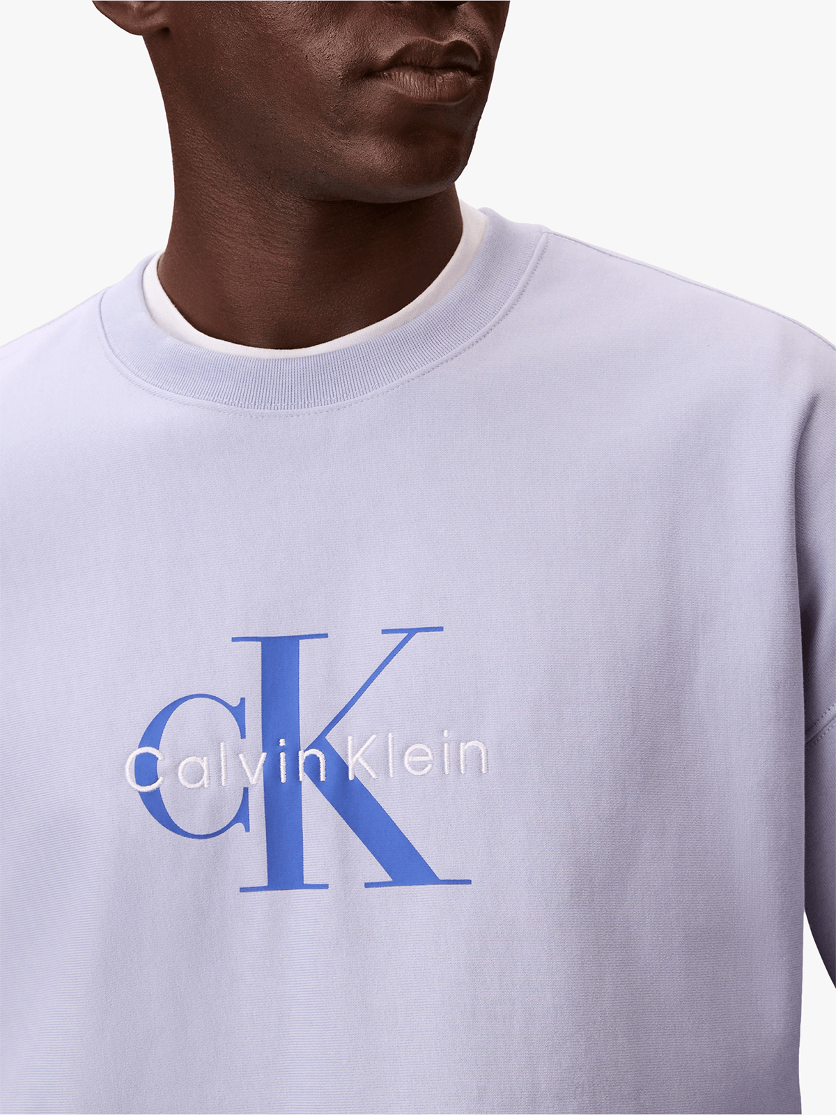 Calvin Klein Mens Premium Terry Monologo Sweatshirt In Lavender