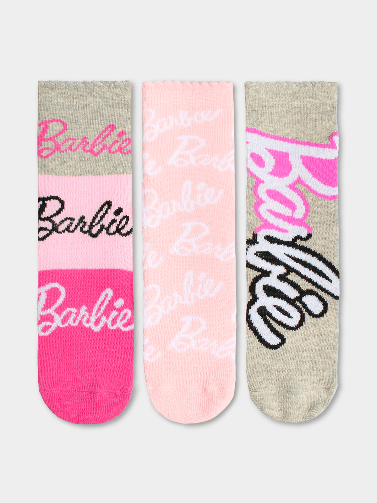 Girls 3 Pack Anklet Socks Barbie Pink 9 - 12 Years