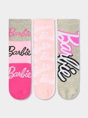 Girls 3 Pack Anklet Socks Barbie Pink 6 - 8 1/2 Years