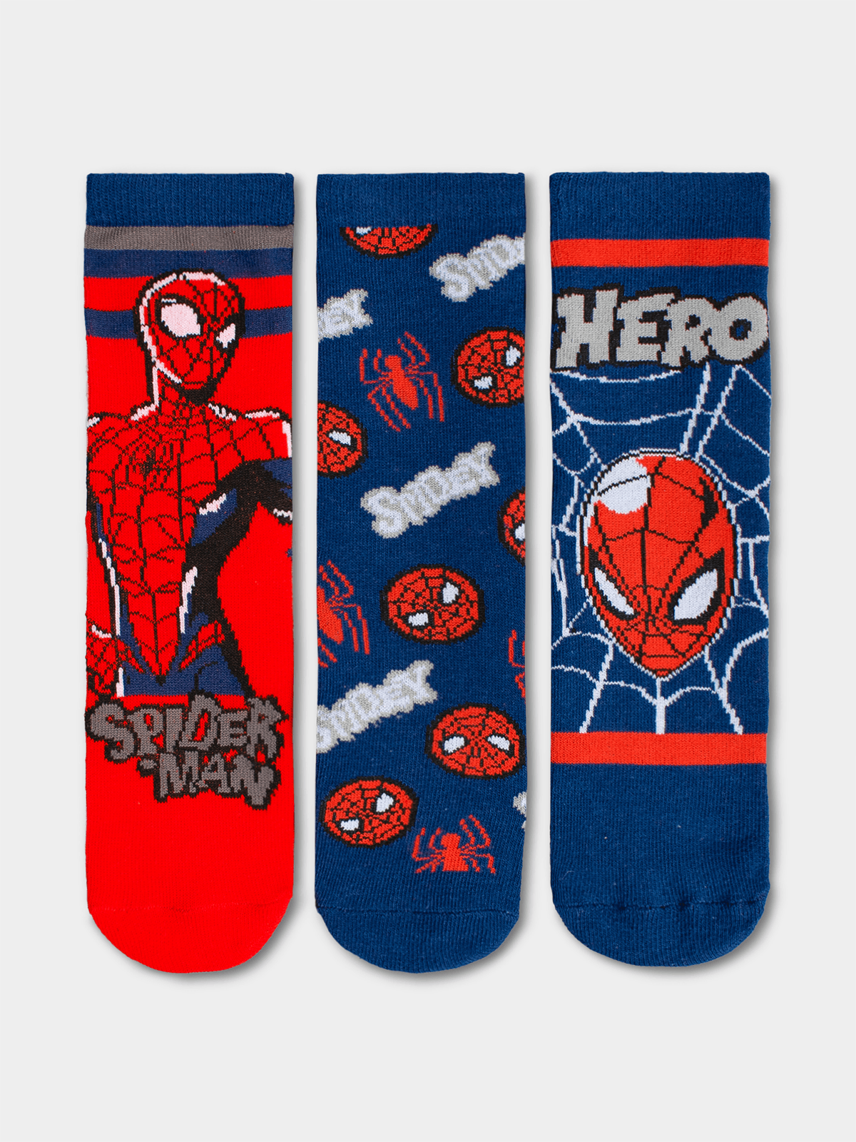 Boys 3 Pack Anklet Socks Spiderman Red/Blue 6 - 8 1/2 Years