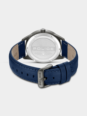 Police Mens Navy Leather Watch