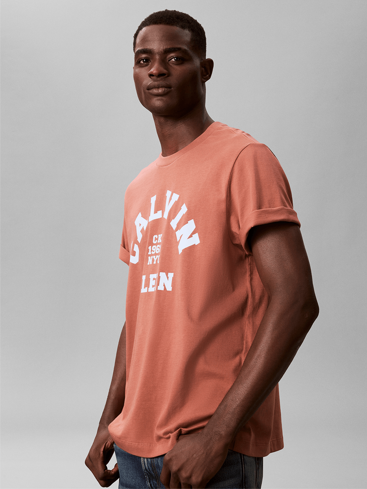 Calvin Klein Mens Calvin College T-Shirt In Brick