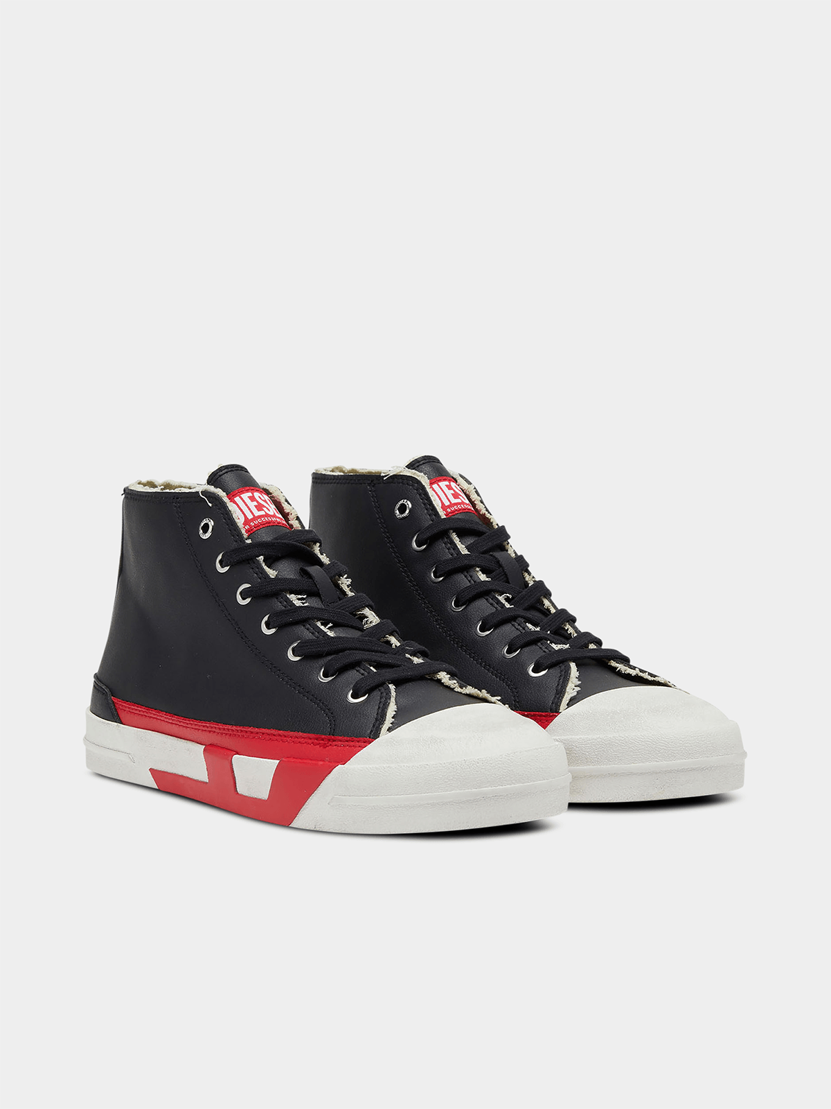 Diesel Mens S-D-Verse Mid Ii Sneakers In Black/Chinese Red