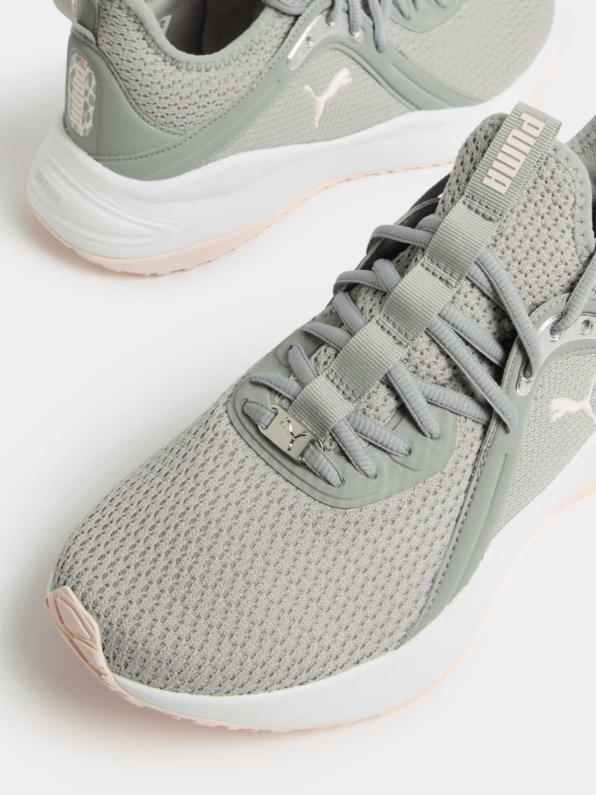 Puma Womens Softride Karma Animal Shoes In Gray Echo/Jasmine Flowers