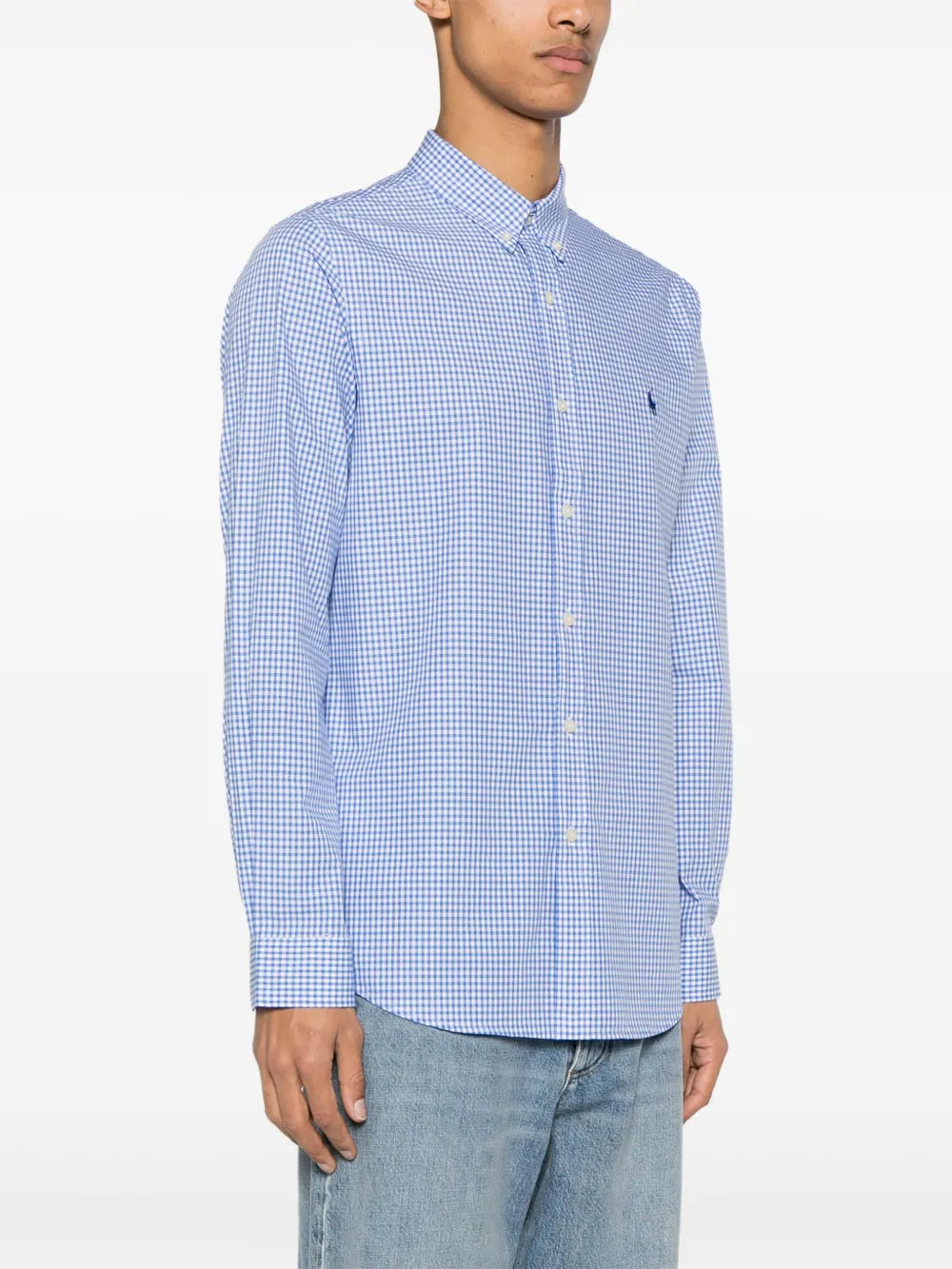 Polo Mens Non Iron Gingham Check Shirt In Blue