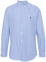 Polo Mens Non Iron Gingham Check Shirt In Blue