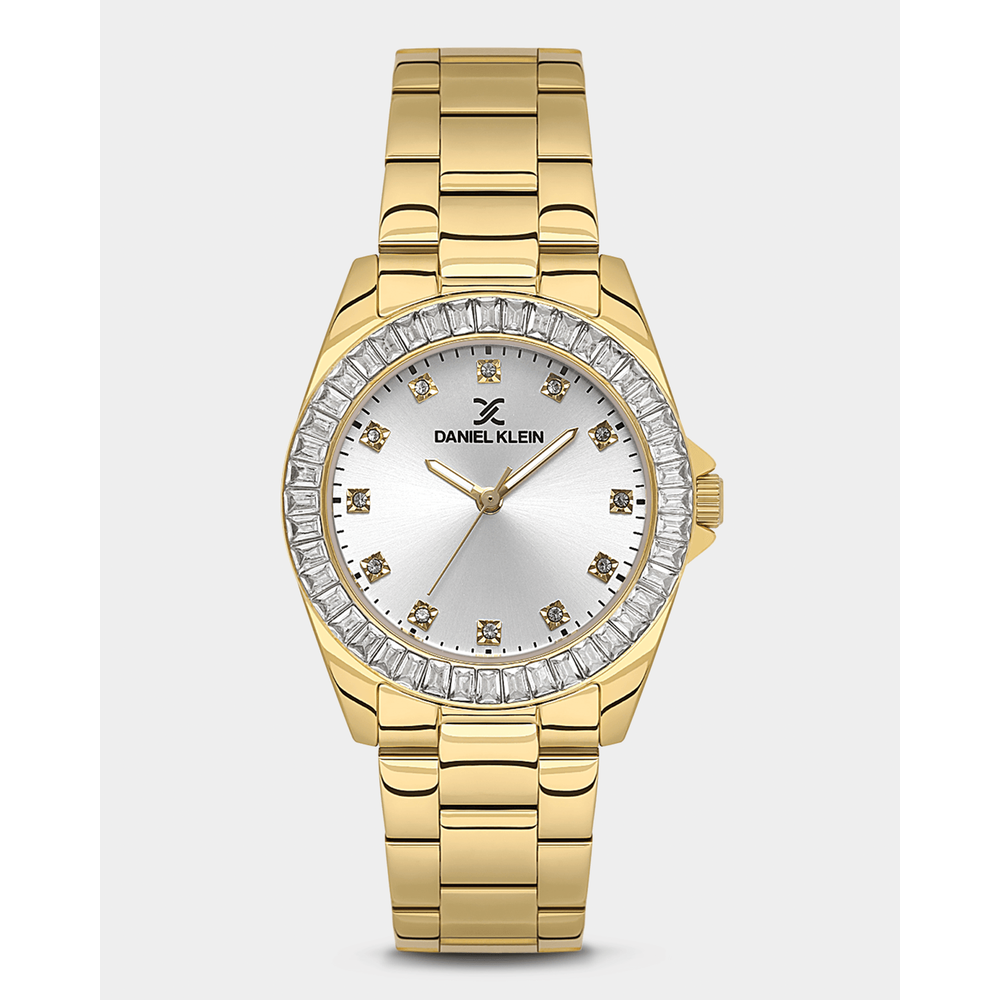 Daniel Klein Ladies Silver Dial Watch In Gold