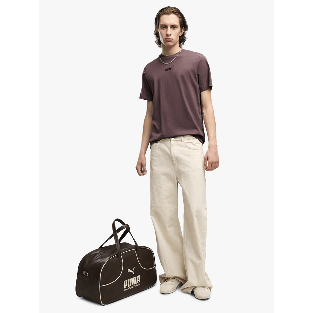 Puma Mens Essentials Small No.1 Logo Centered Short Sleeves T-Shirt In Rich Cocoa