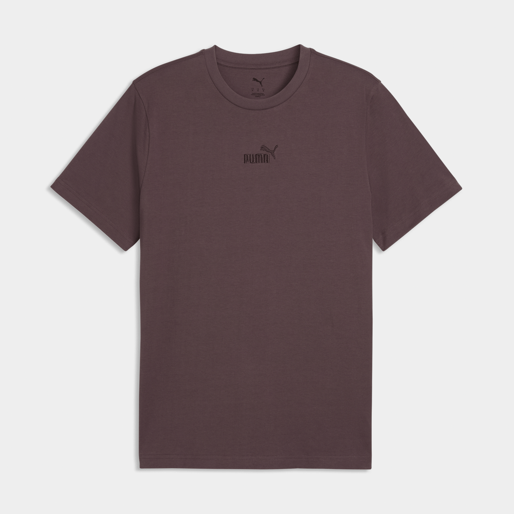 Puma Mens Essentials Small No.1 Logo Centered Short Sleeves T-Shirt In Rich Cocoa