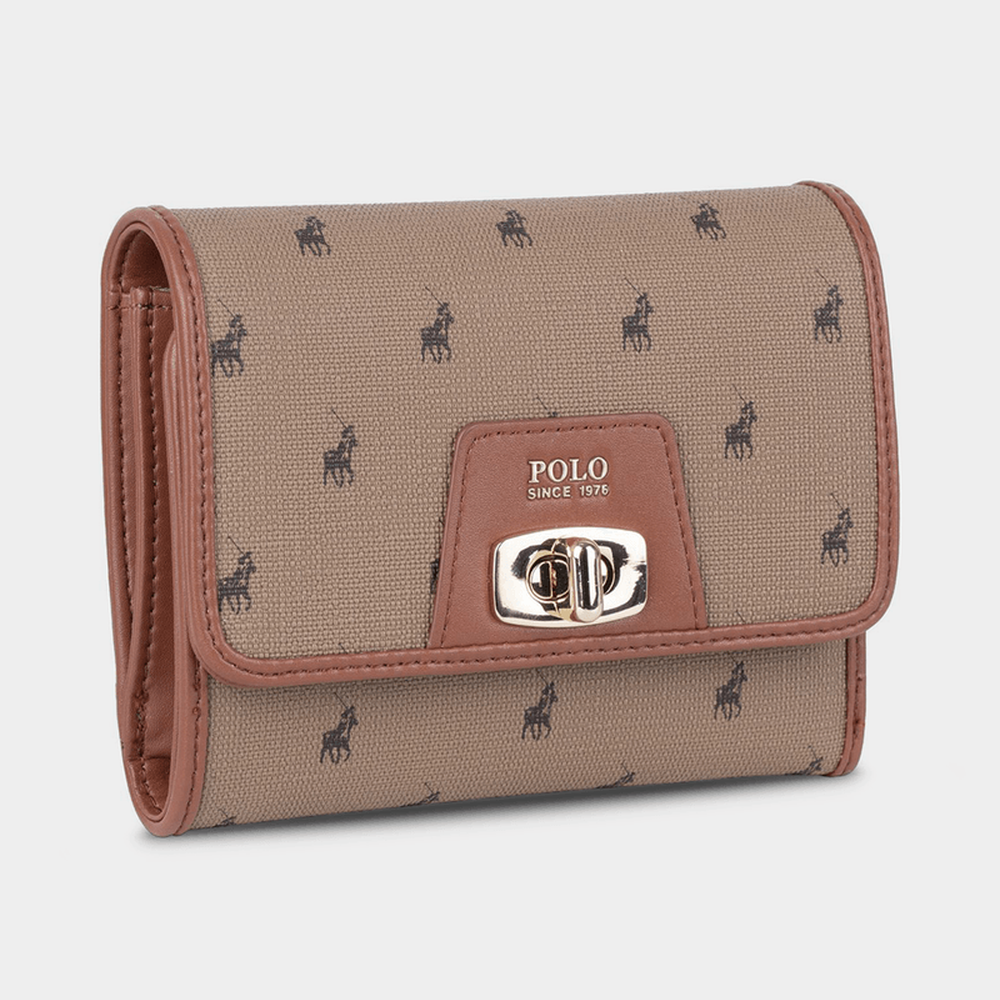 Polo Womens Encore Smalls Medium Trifold Purse In Camel
