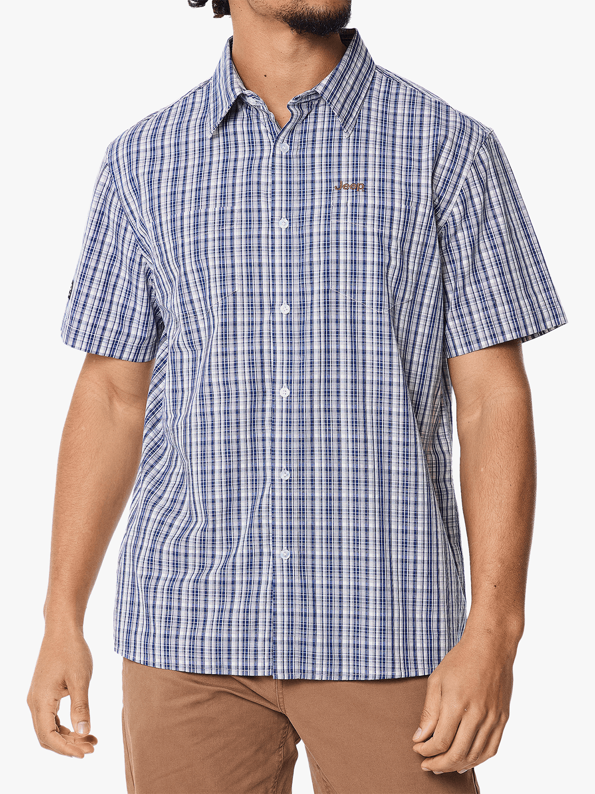 Jeep Mens M Check Shirt In Navy & Chalk
