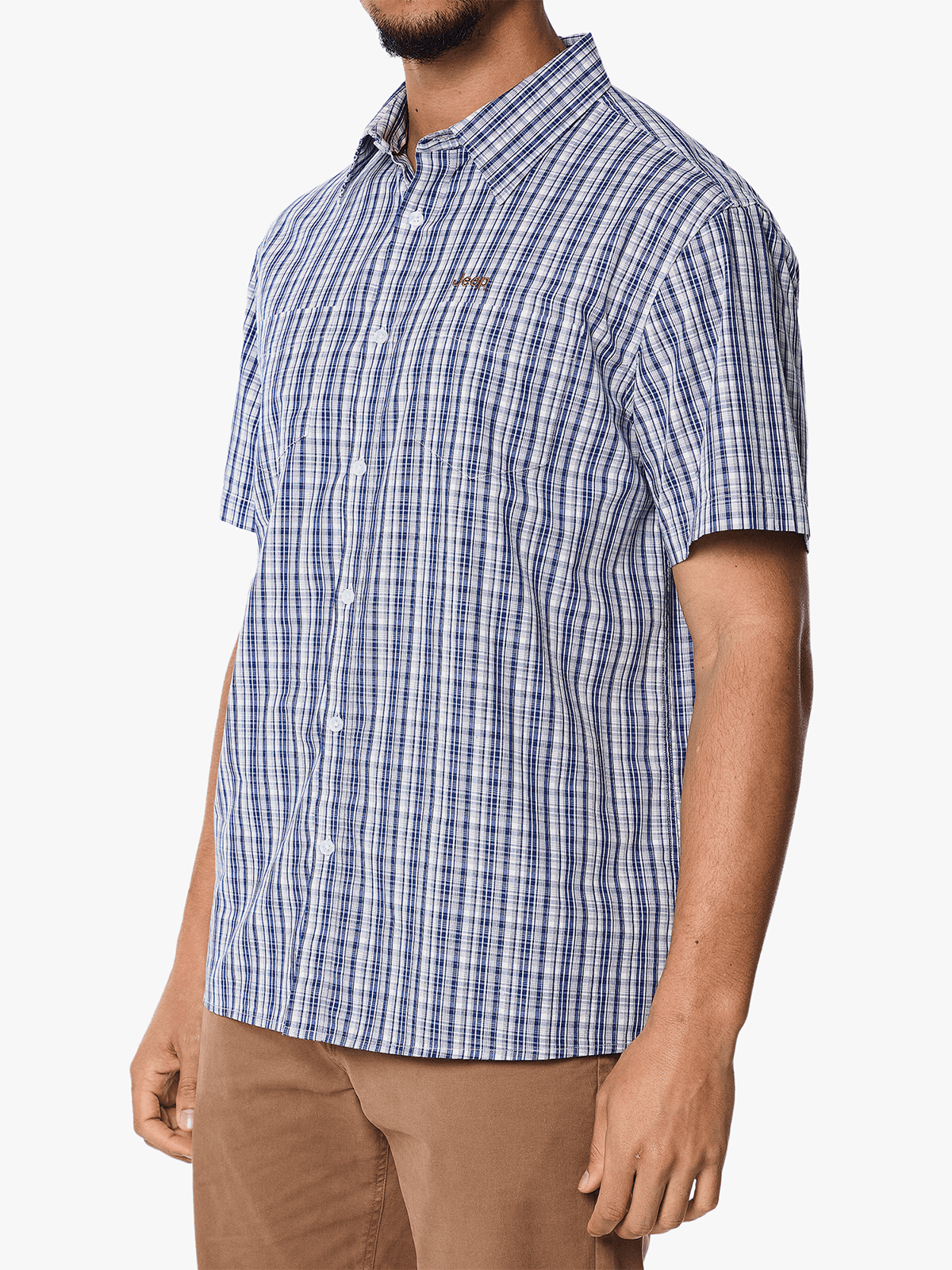 Jeep Mens M Check Shirt In Navy & Chalk