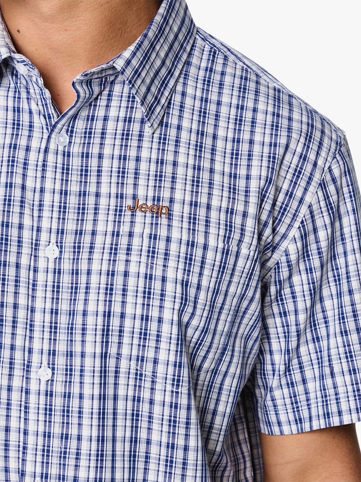 Jeep Mens M Check Shirt In Navy & Chalk