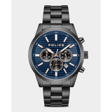 Police Mens Tangle Chronographic Stainless Steel Bracelet Watch In Black/Blue Dial